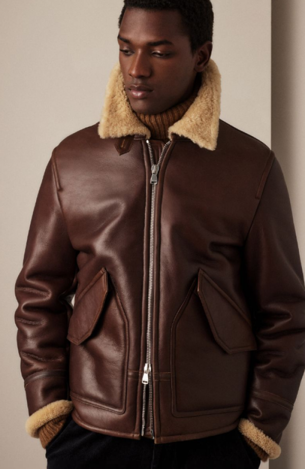 Jaket Aviator dengan Aksen Tali Serut